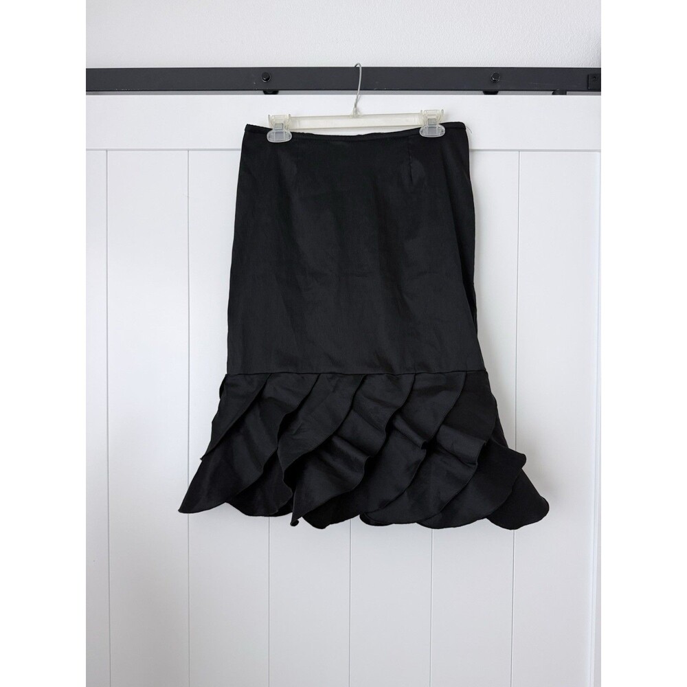 Xscape Joanna Chen Black Mermaid Skirt Tiered Ruffle Y2K Goth Glam Cocktail 6/8 - Picture 1 of 9